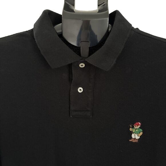 Ralph Lauren Polo Croquet Bear Men's Black Custom Fit XL Short Sleeve Polo Shirt - Picture 4 of 8